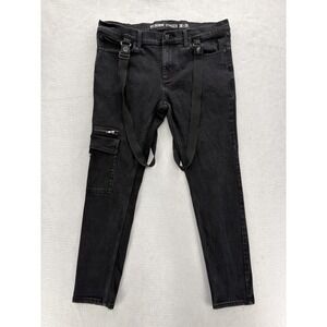 Hot Topic Denim Stinger Jeans Mens 38x30 Black Skinny Stretch Denim Punk Goth